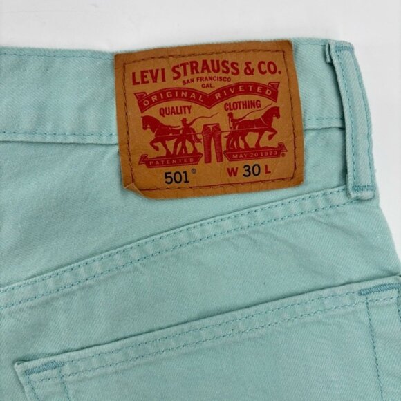 Levi  s 501 Robins Egg Blue Denim ShortsSize 30 - Picture 6 of 8